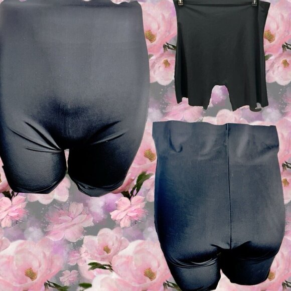 Yummie L Black Side-Rear Seams Clean Edge Mid Waist Cotton Gusset Shaping Shorts - Picture 1 of 5